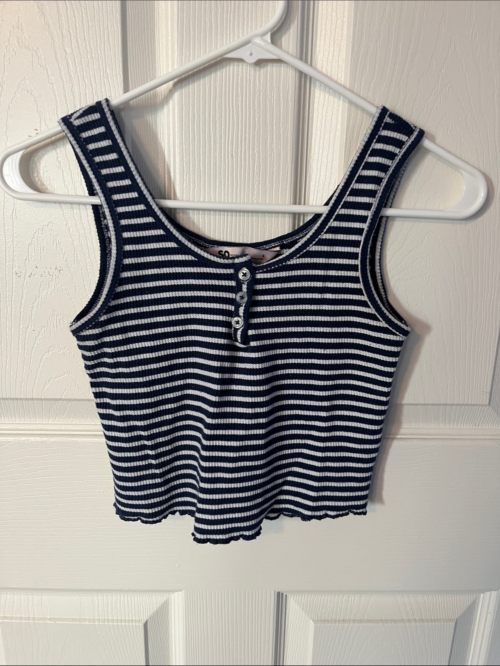 SO Navy and White Striped Ribbed Tank